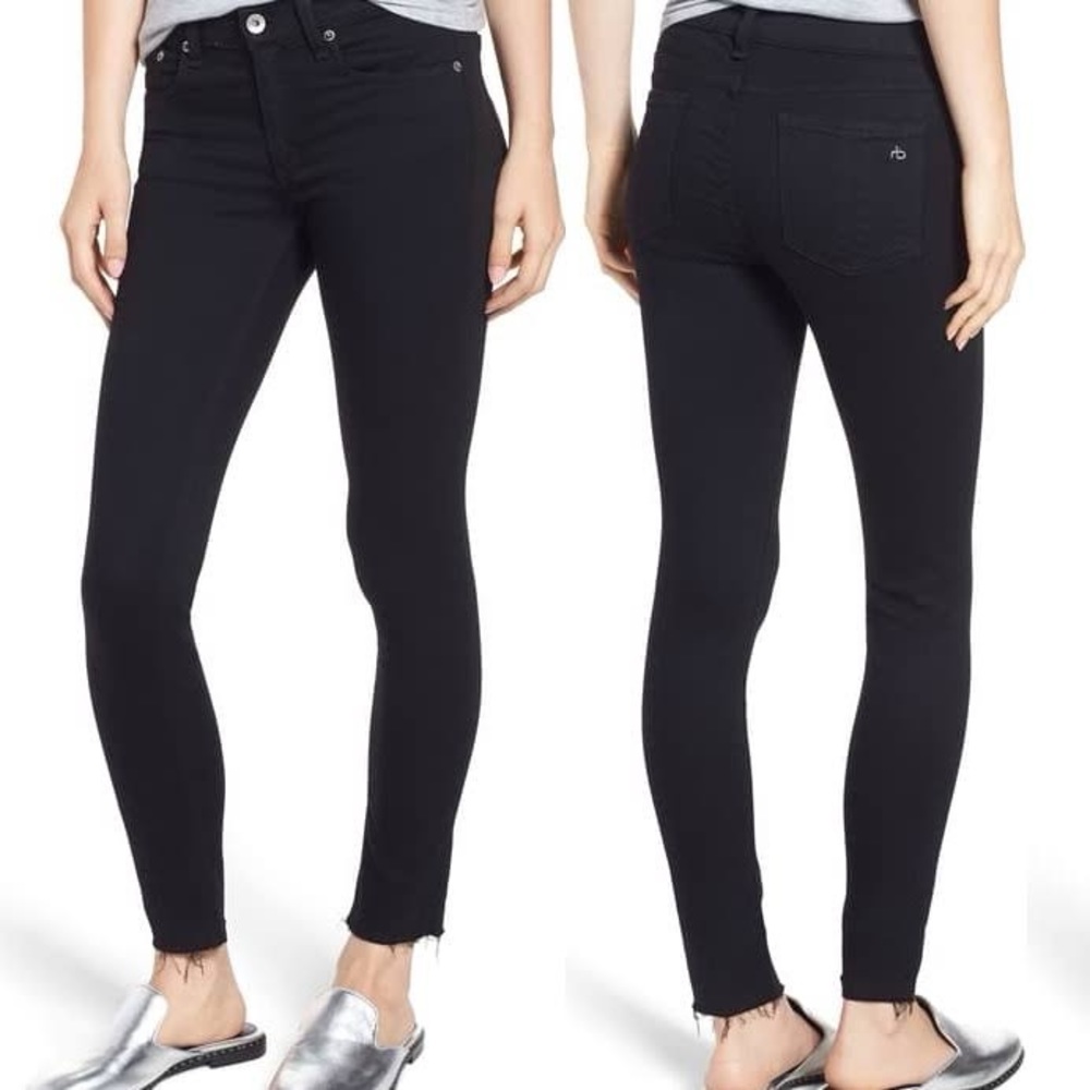 NWT - Rag & Bone Women’s Black Raw Hem Ankle Skinny Jeans Size 27